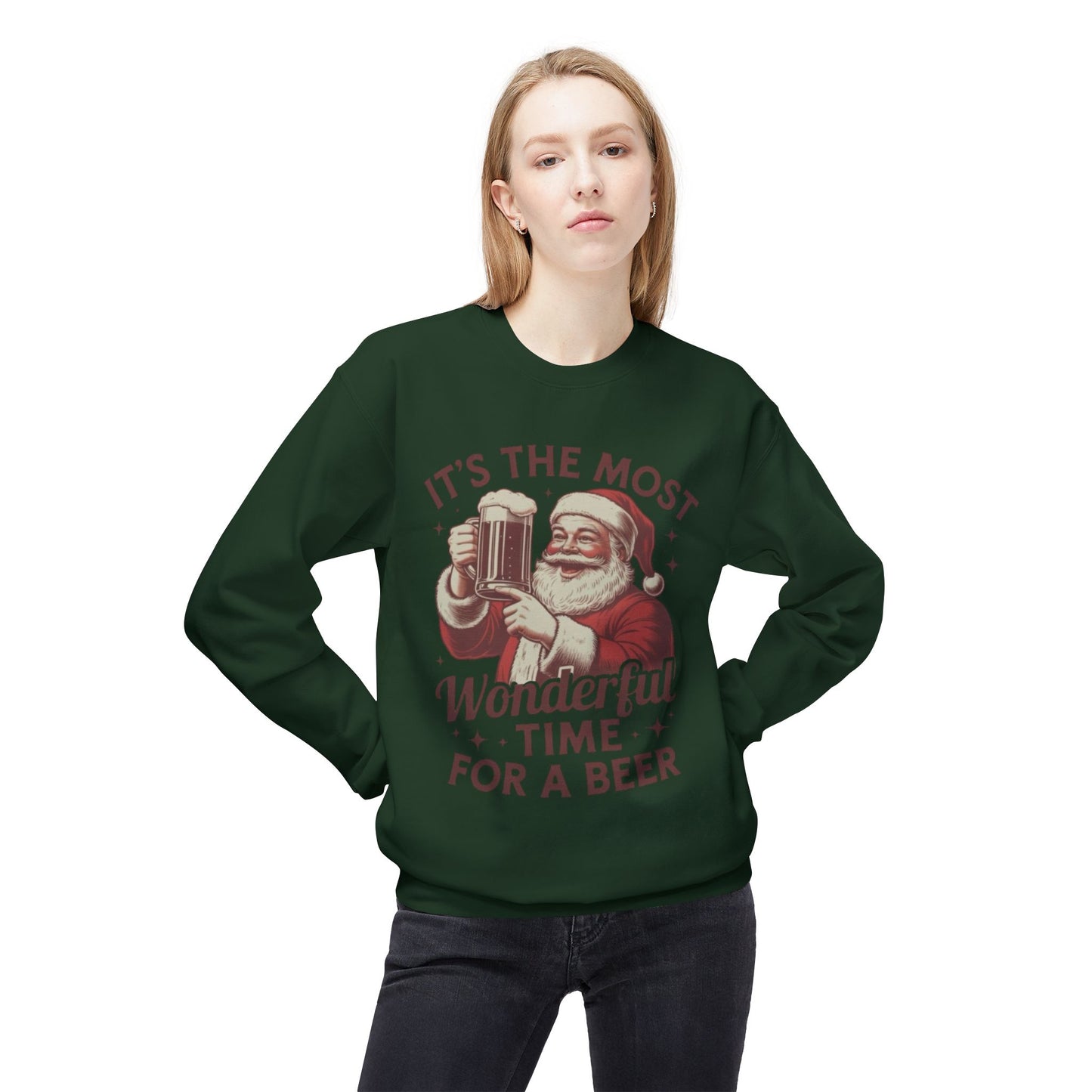 Christmas Beer Sweater NEW Unisex Fleece Crewneck Sweatshirt Funny NEW