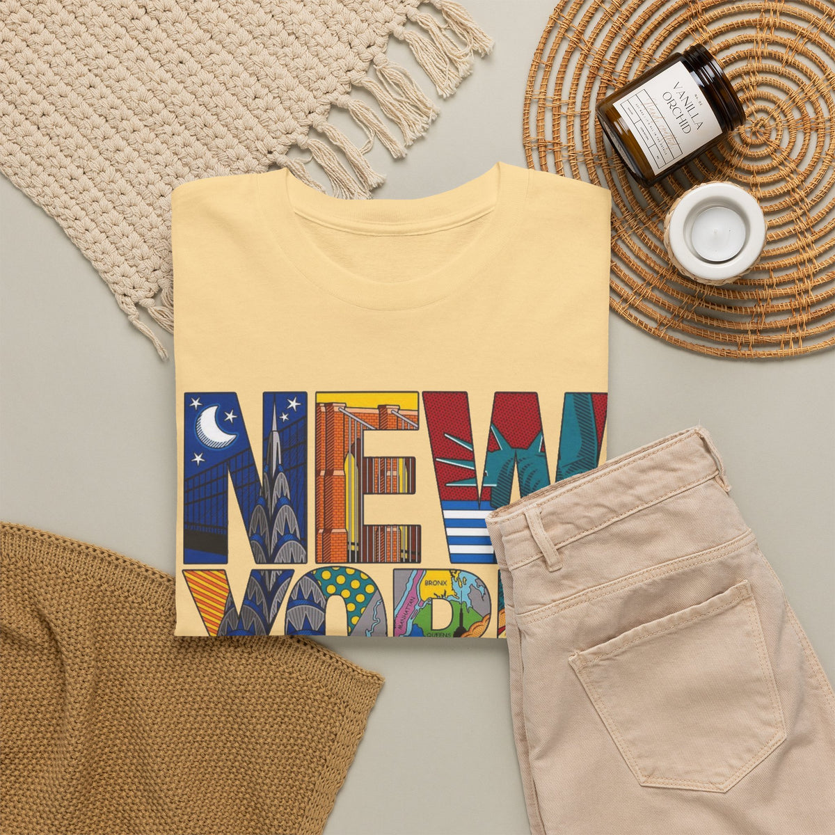 New York City Art Graphic T Shirt Men's Classic Retro Heavy Cotton Tee