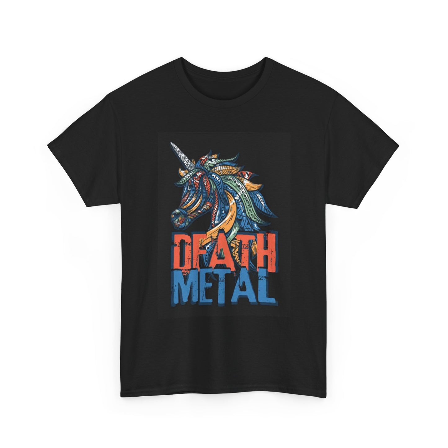 Death Metal Unicorn Graphic T Shirt Retro Funny Gift Unisex Heavy Cotton Tee