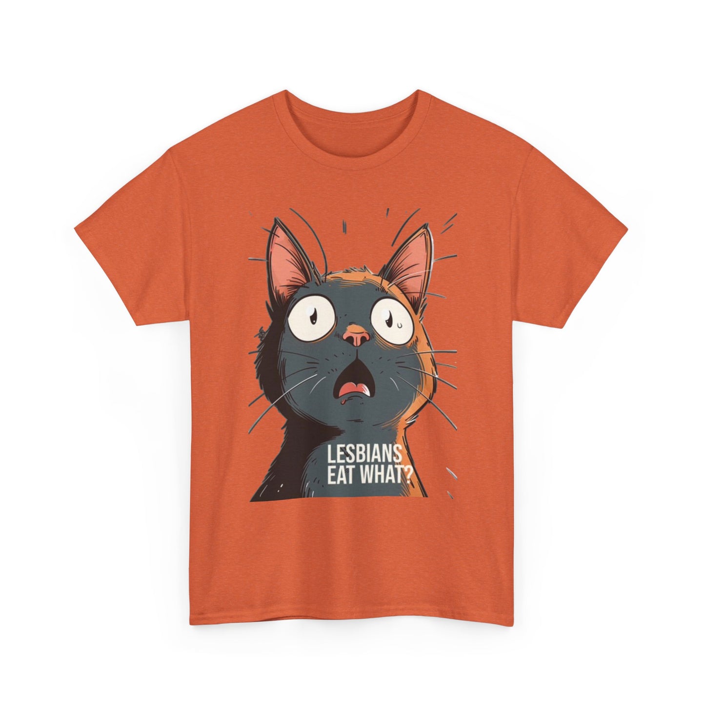 Funny Cat Lesbian Jokes Humor Graphic T Shirt NEW Unisex Heavy Cotton Tee