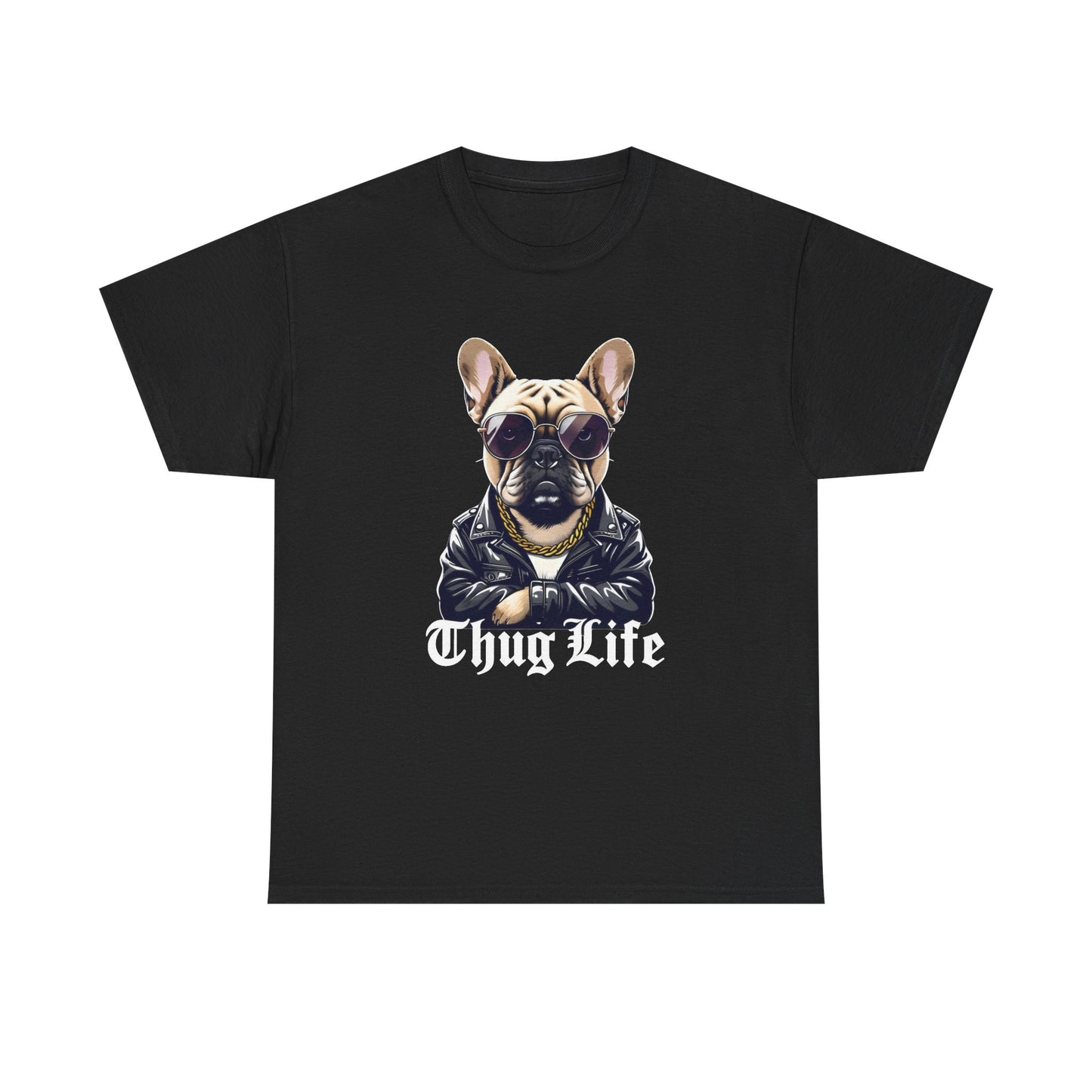 Frenchie Thug Dog Graphic T Shirt Unisex Heavy Cotton Tee