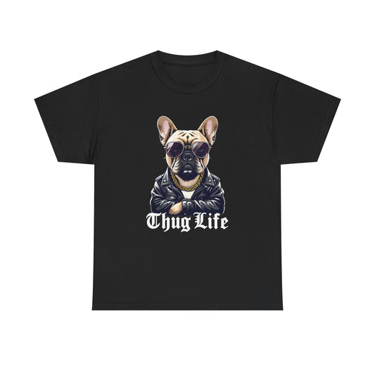 Frenchie Thug Dog Graphic T Shirt Unisex Heavy Cotton Tee