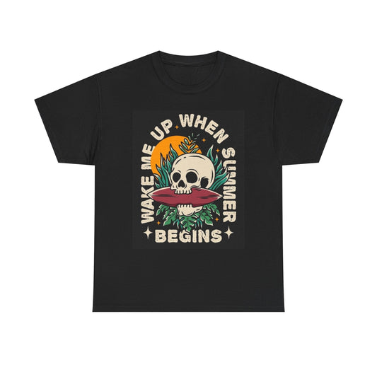 Wake Me Up When Summer Begins Graphic T Shirt Vintage Unisex Heavy Cotton Tee