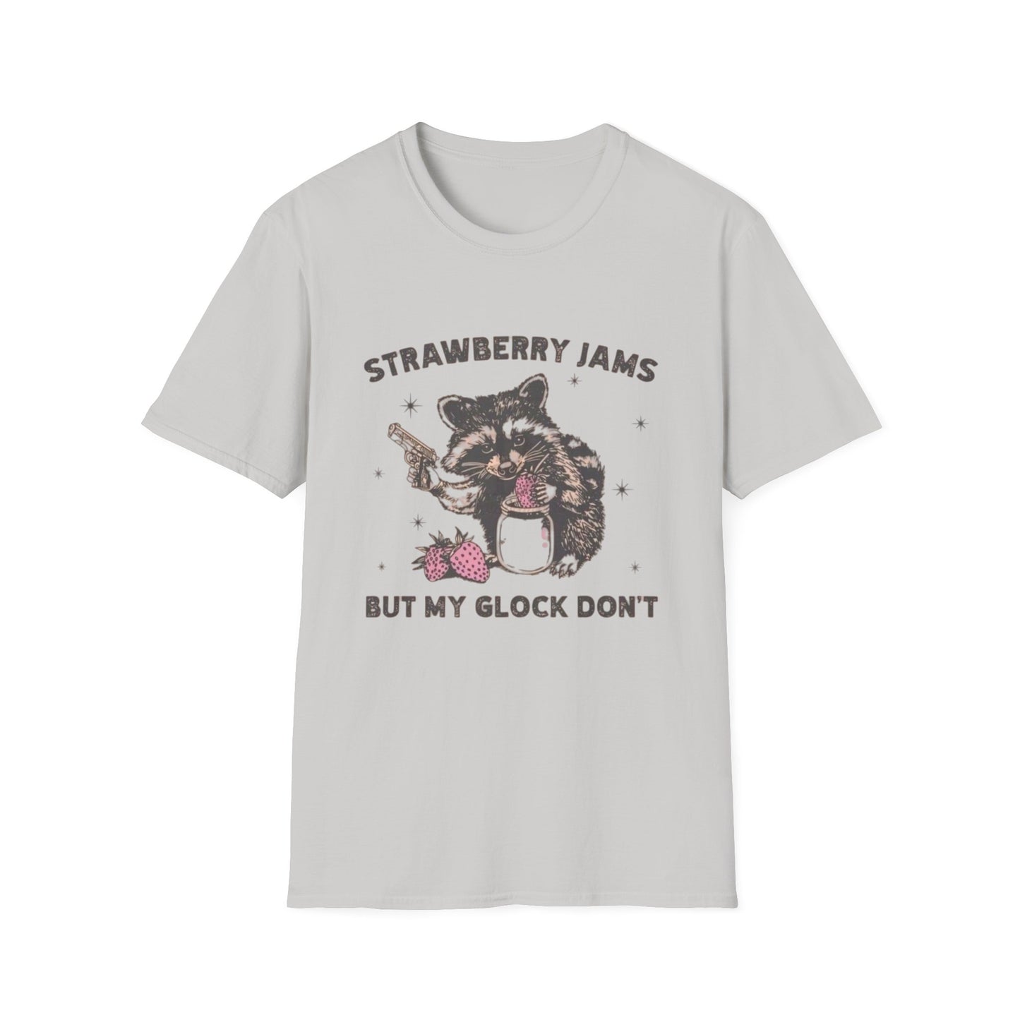 Strawberry Jams But My Glock Dont Graphic T Shirt Funny Joke Unisex Softstyle