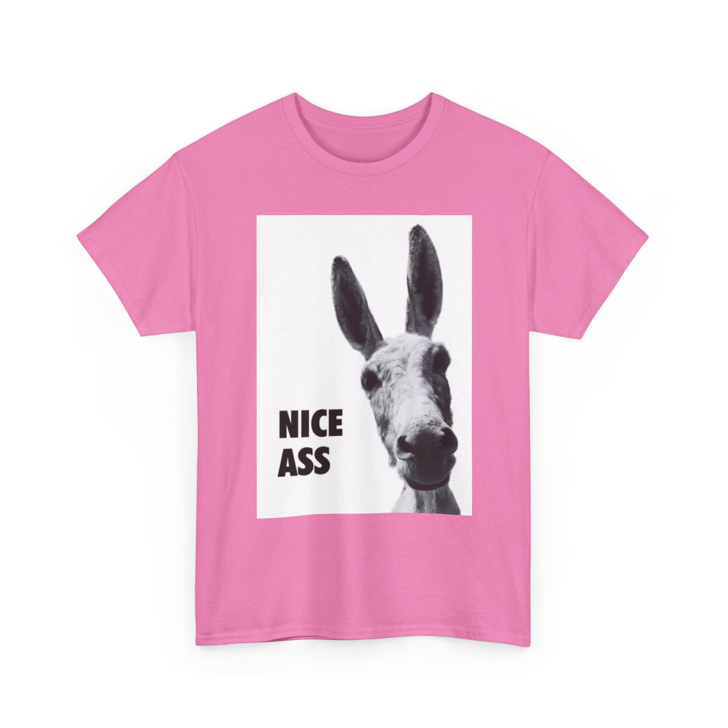 Nice Ass T Shirt Funny Donkey Animal Jokes Comedy Gift Unisex Heavy Cotton Tee
