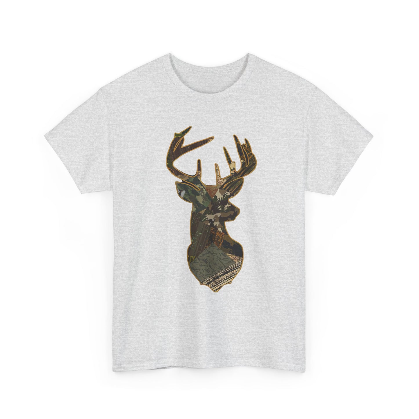 Camo Deer Buck Graphic T Shirt Unisex Heavy Cotton Tee NEW