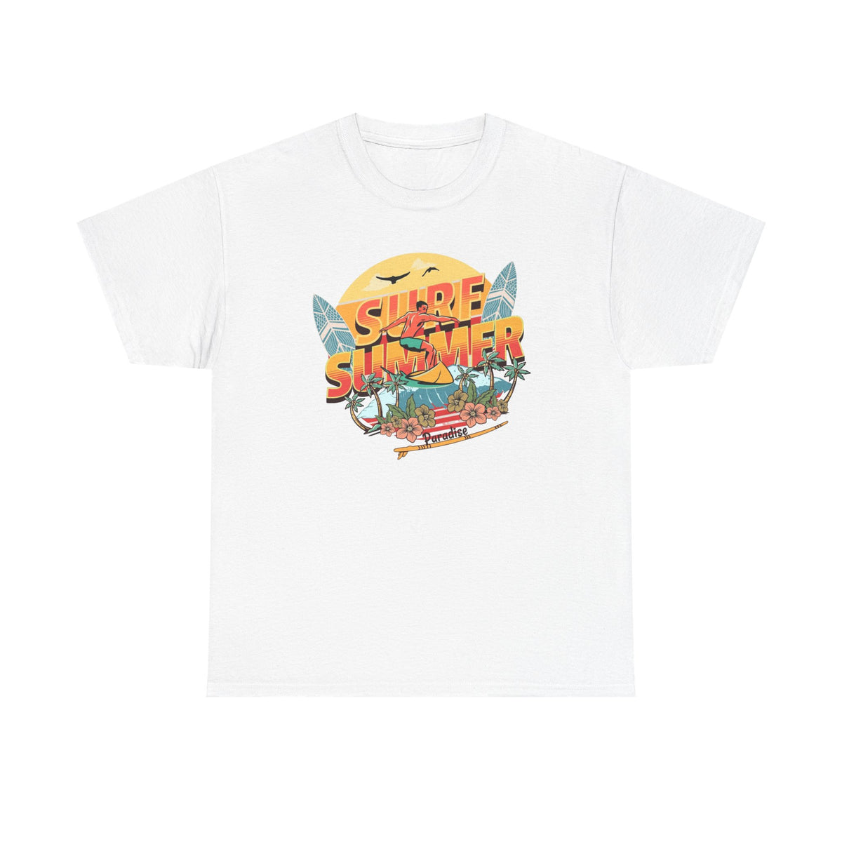 Surfing Summer Graphic T Shirt Men's Beach Heavy Cotton Tee