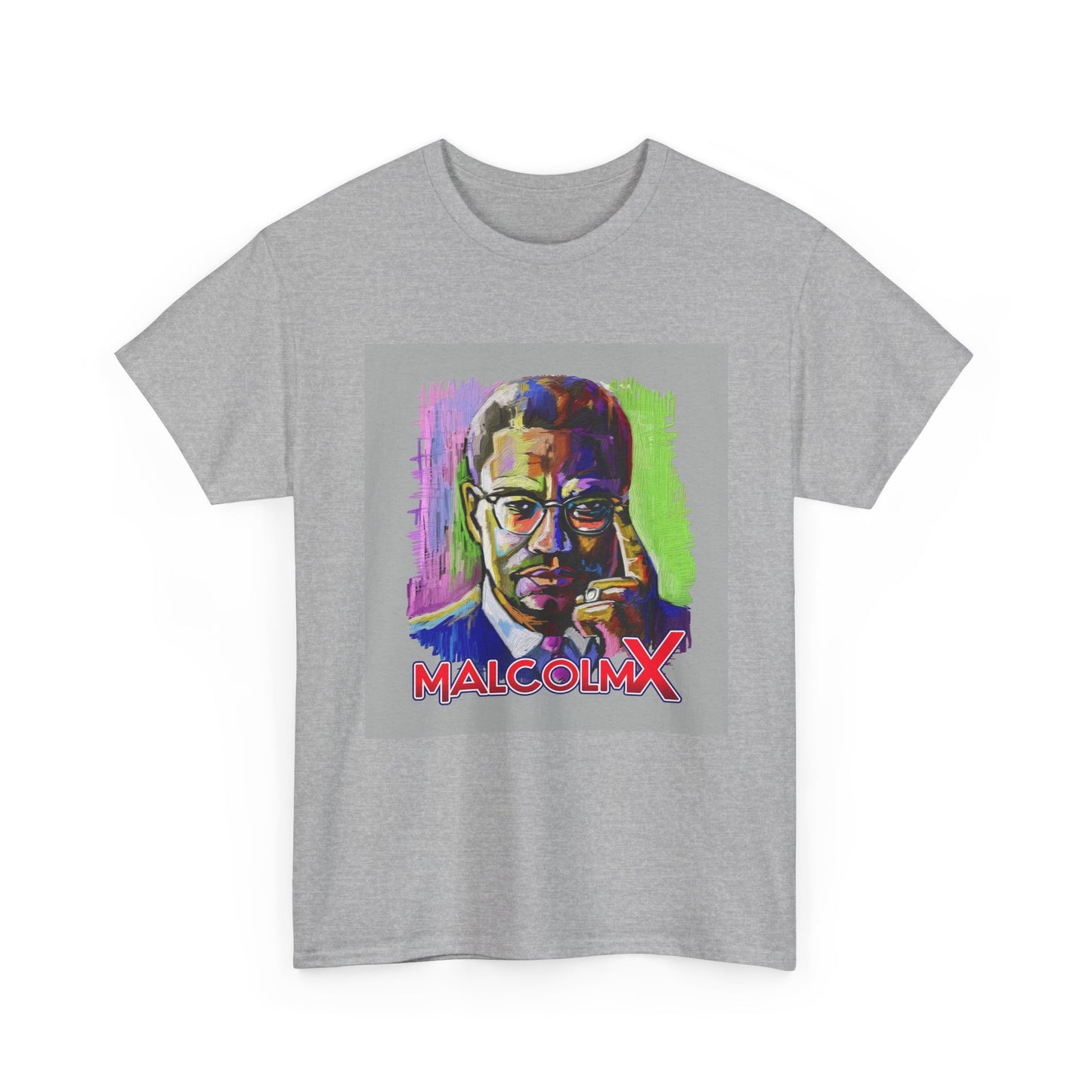 Malcom X Poster Shirt Neon Painting Vintage Graphic Unisex Heavy Cotton Tee