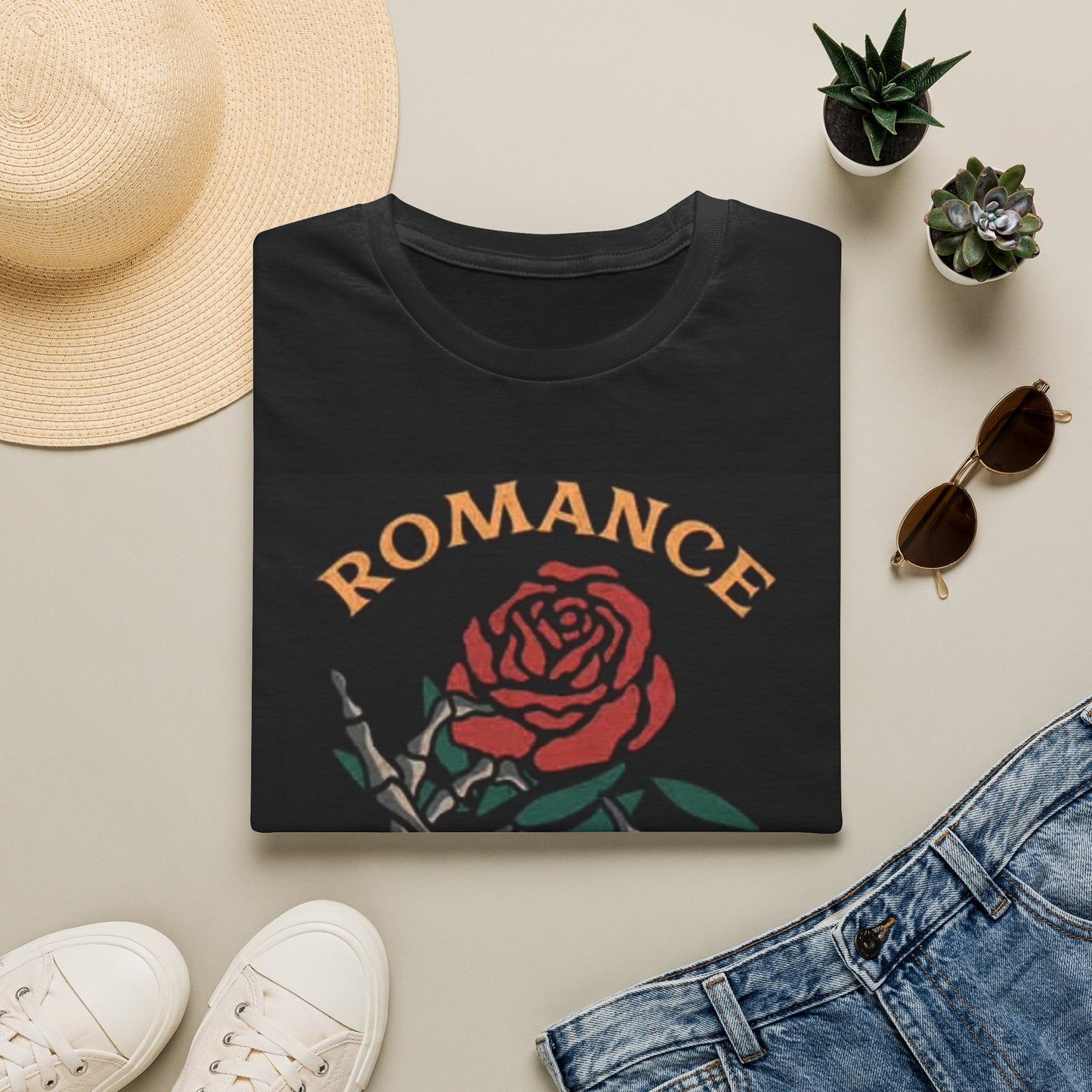 Romance Never Dies Graphic T Shirt Vintage Roses Rock Unisex Softstyle T-Shirt