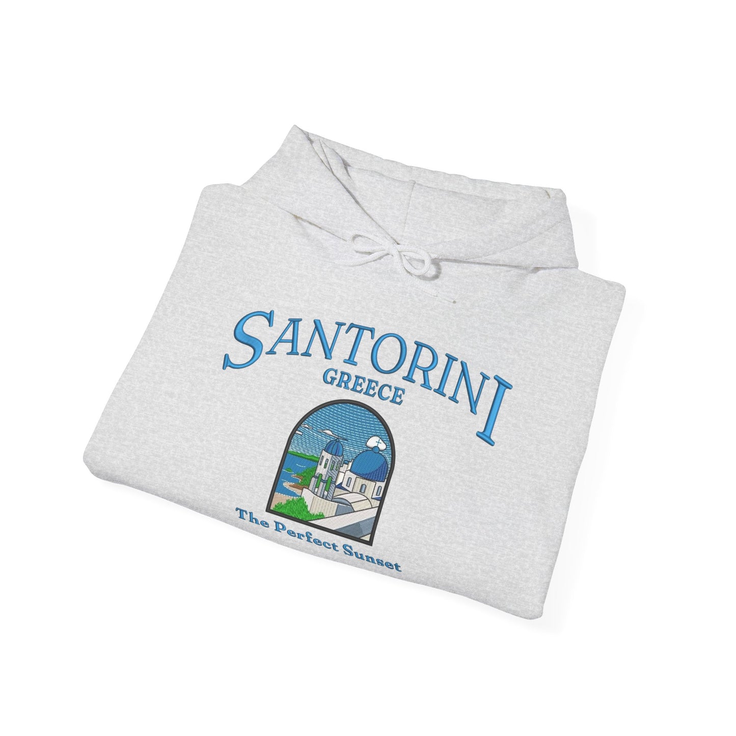 Santorini Greece Graphic Hoodie Heavy Blend Sweatshirt NEW