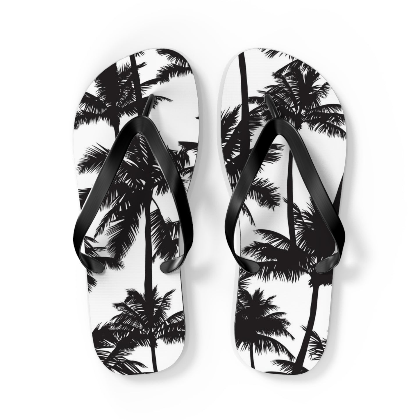Black And White Palm Trees Sandals Summer Flip Flops Slides BRAND NEW