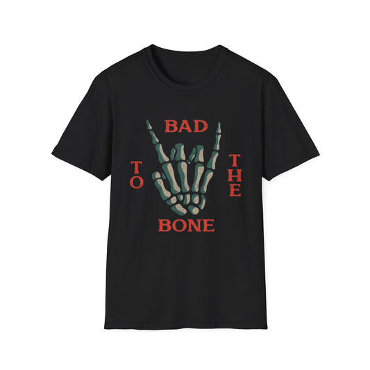 Bad To The Bone Graphic T Shirt Retro Skull Vintage Rock Unisex Softstyle