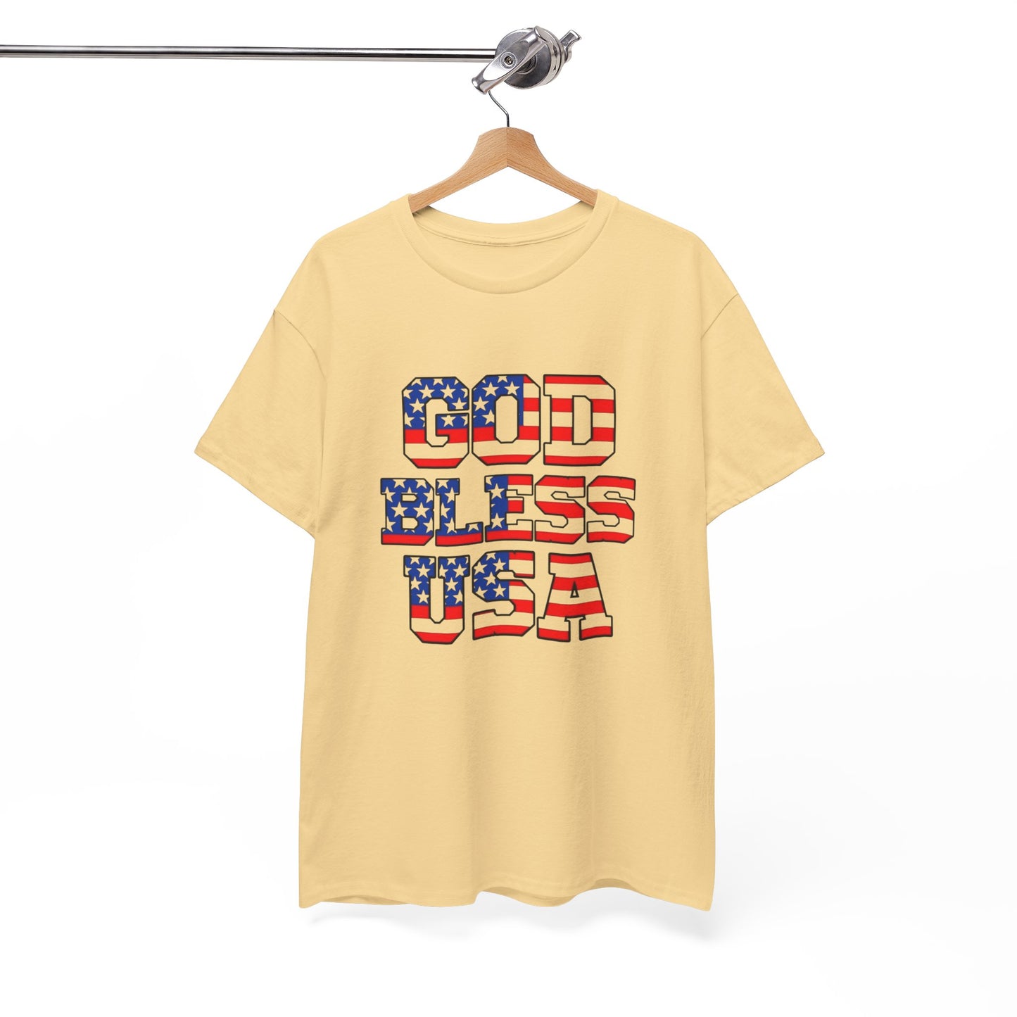 God Bless USA American Flag Graphic T Shirt Heavy Cotton Tee