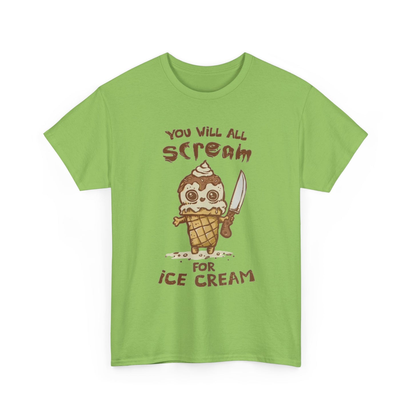 Scream For Ice Cream Funny Graphic T Shirt NEW Unisex Heavy Cotton Tee