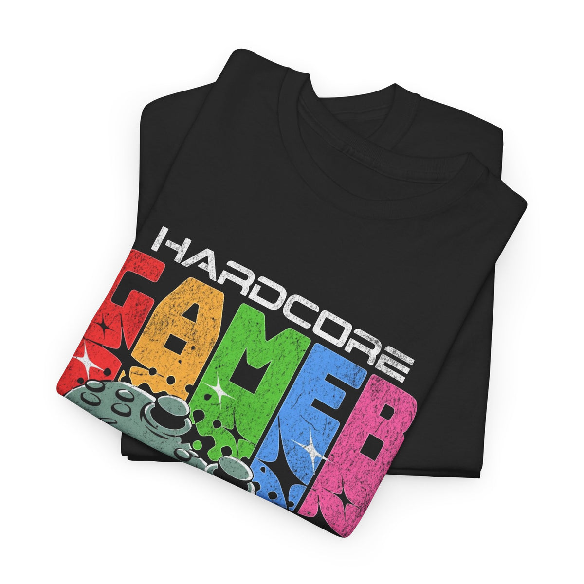 Hardcore Gamer For Life Graphic T Shirt Men's Retro Heavy Cotton Tee