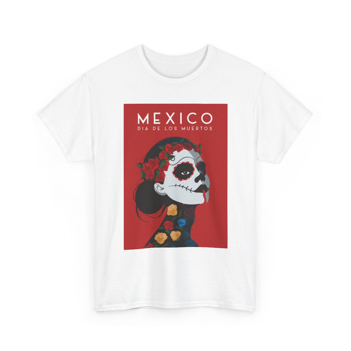 Day Of The Dead Graphic T Shirt Retro ART Painting Mexico Vintage Heavy Cotton