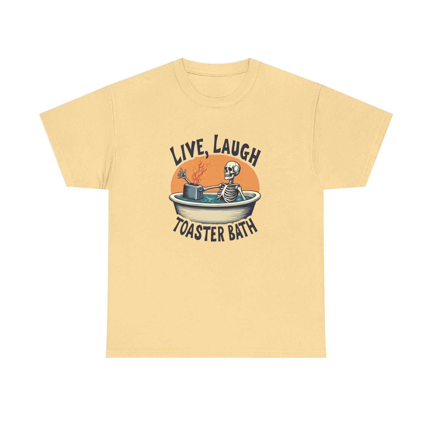Live Laugh Toaster Bath Funny Graphic T-Shirt Unisex Heavy Cotton Tee NEW