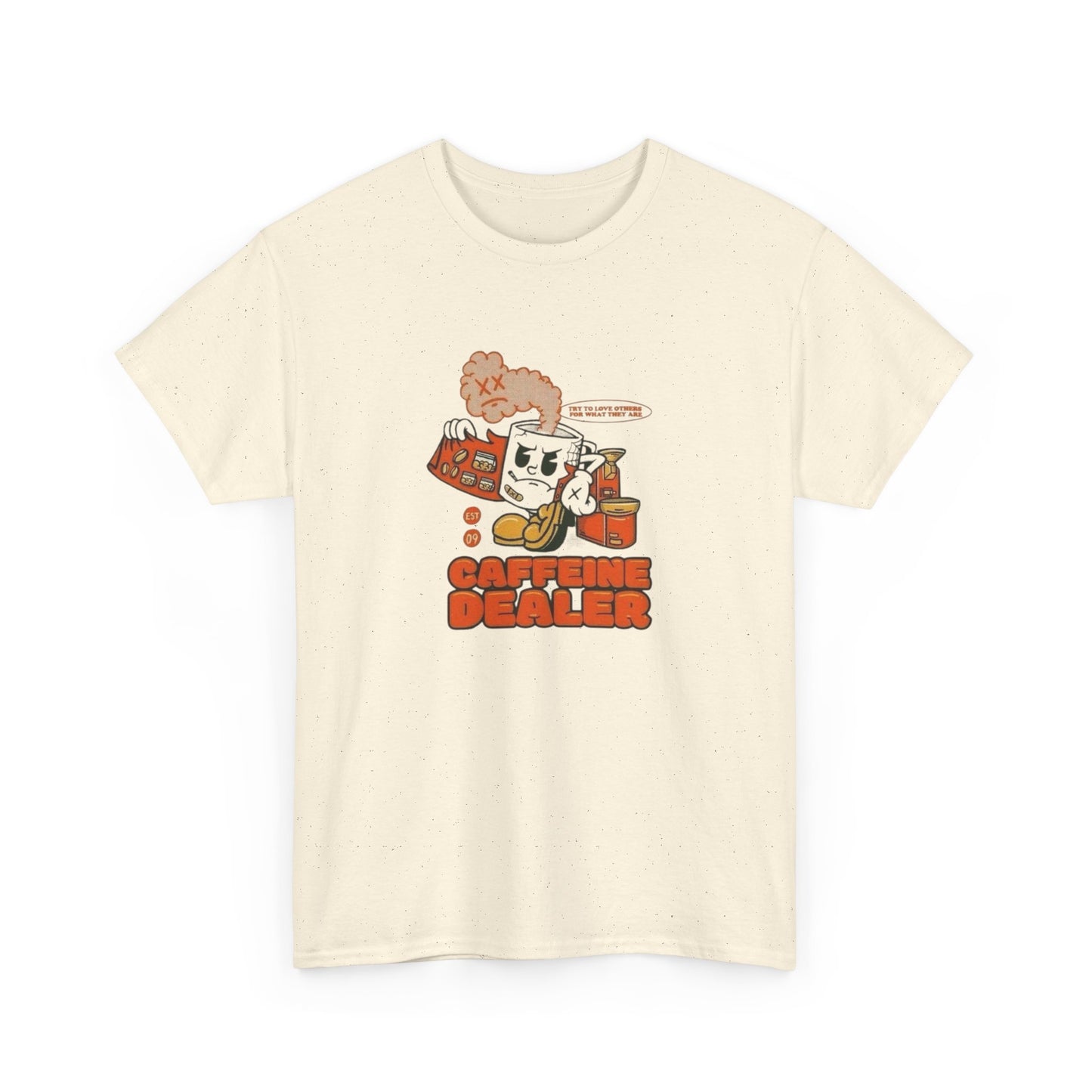 Caffeine Dealer Funny Coffee Graphic T-Shirt Comfy Cotton Tee Brand NEW