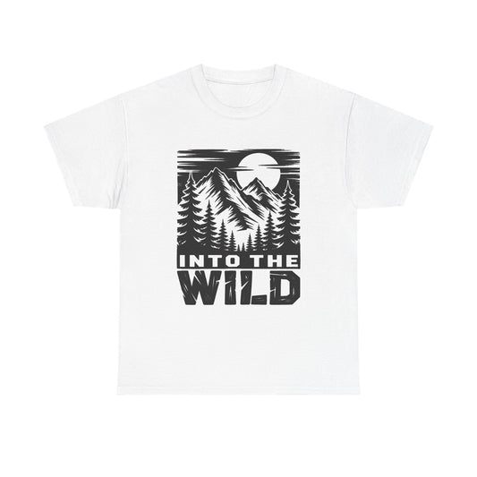 Into The Wild Outdoors Camping Graphic T Shirt Regular Men's Heavy Cotton Tee