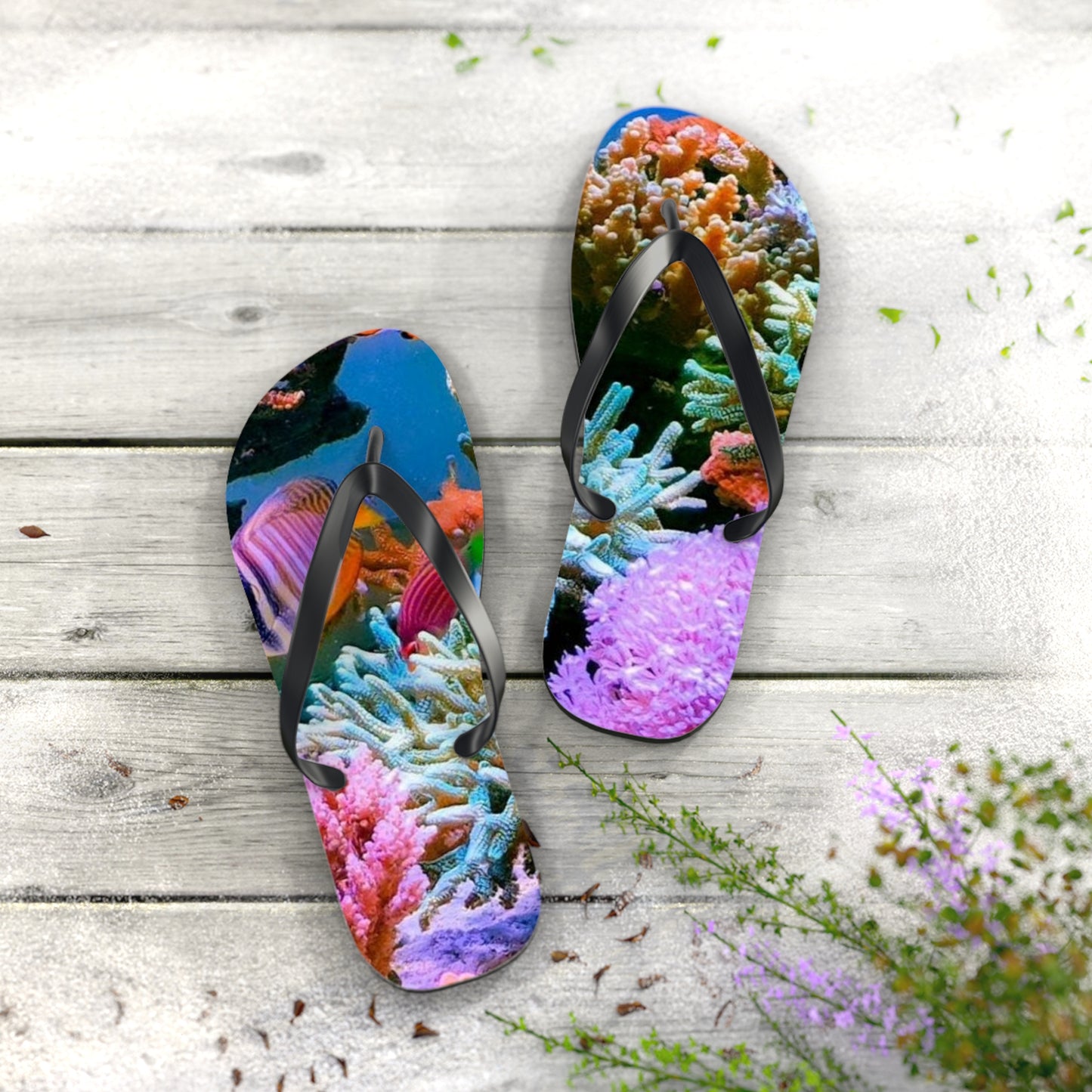 Coral Reef Summer Sandals, Beach Shoes, Vacation Flip Flops, Pool Slides