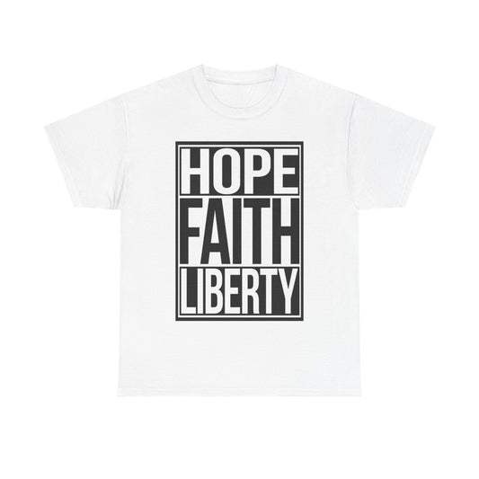 Hope Faith and Liberty Tshirt 1776 America USA Country Unisex Heavy Cotton Tee
