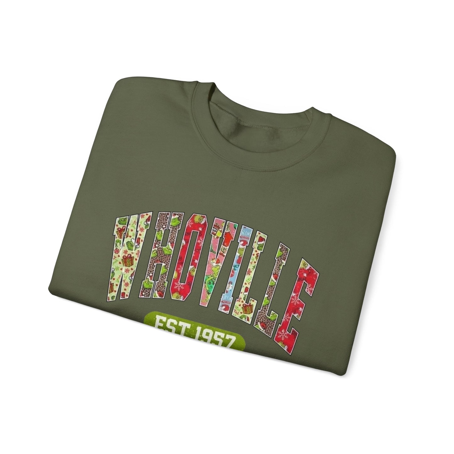 Whoville Graphic Grinch Christmas Sweater NEW Heavy Blend™ Crewneck Sweatshirt