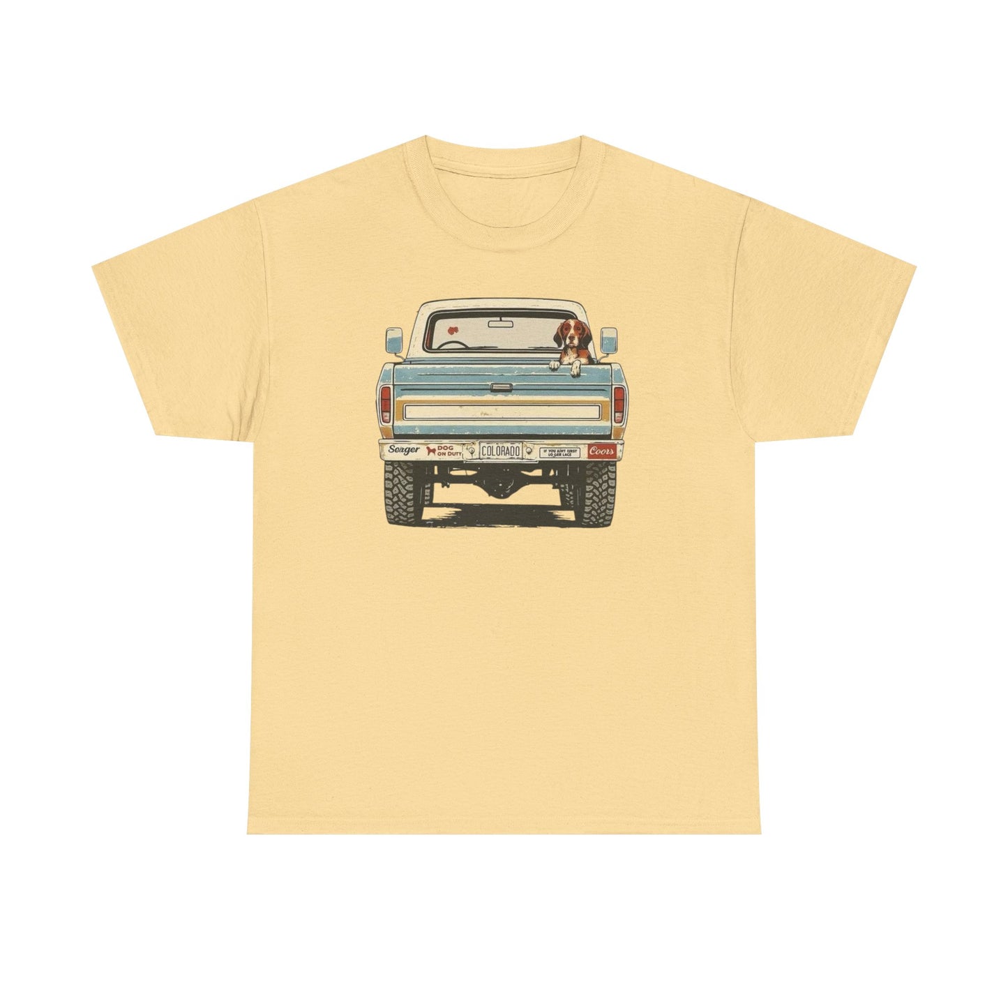 Mans Best Friend In Pickup Truck USA Graphic T Shirt NEW Unisex Heavy Cotton Tee