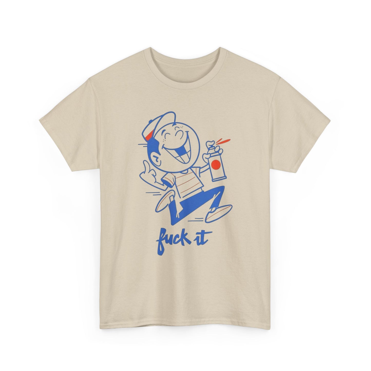 Retro Cartoon F It Funny Graphic T-Shirt Comfy Cotton Tee Brand NEW