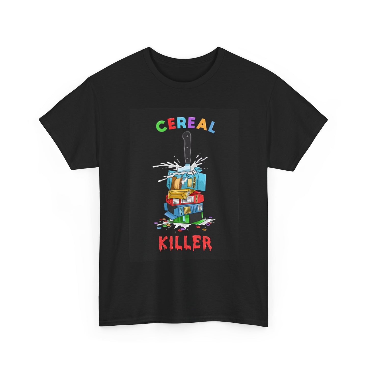 Cereal Killer Graphic T Shirt Funny Cereal Jokes Vintage Unisex Heavy Cotton Tee