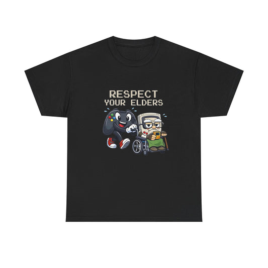 Respect Your Elders Gaming Funny Graphic T Shirt NEW ADULT TEE VINTAGE