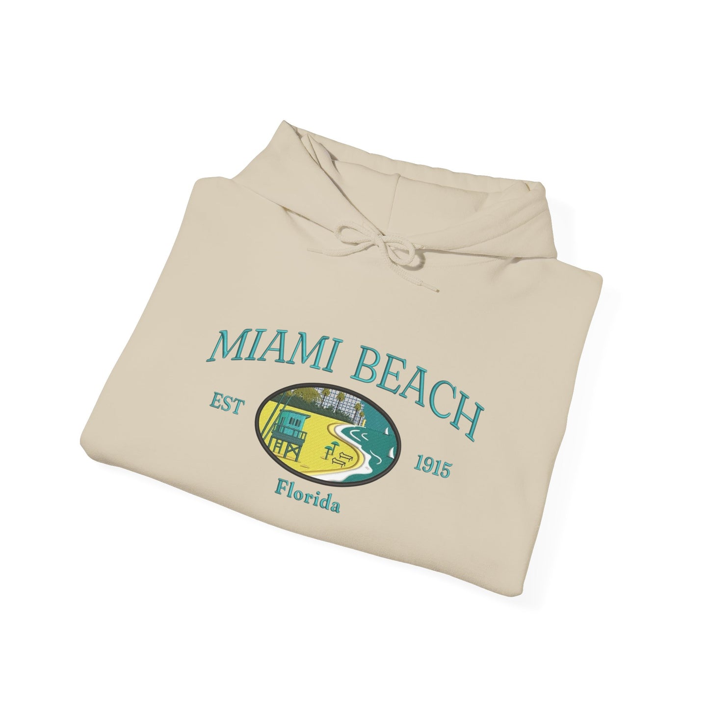 Miami Beach Retro Graphic Hoodie Heavy Blend Sweatshirt NEW