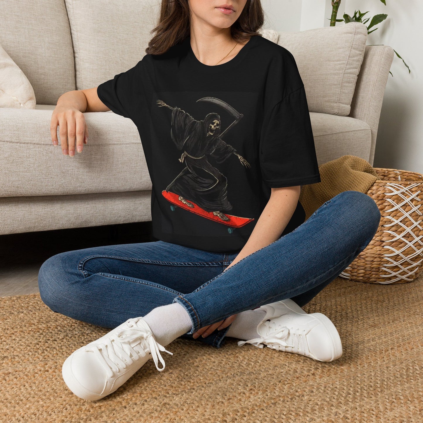Skating Death Graphic T Shirt Grim Reaper Funny Unisex Softstyle T-Shirt