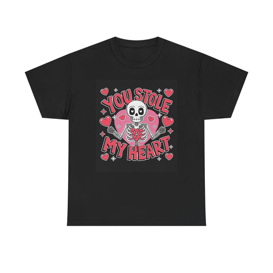 You Stole My Heart Funny Graphic T Shirt Valentines Unisex Heavy Cotton Tee