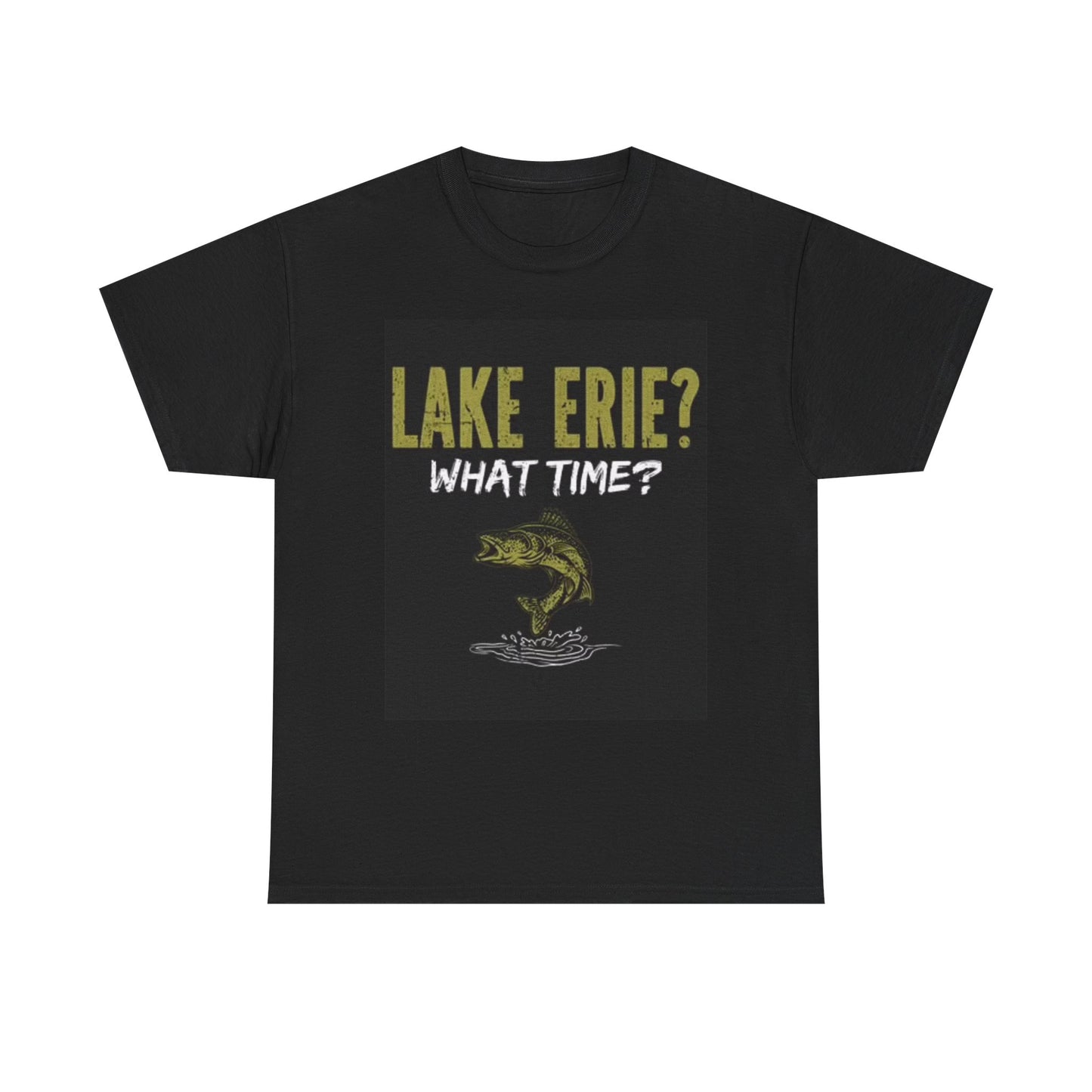 lake Erie Fishing TEE SHIRT Funny Fish Lake Boating Graphic Unisex Heavy Cotton