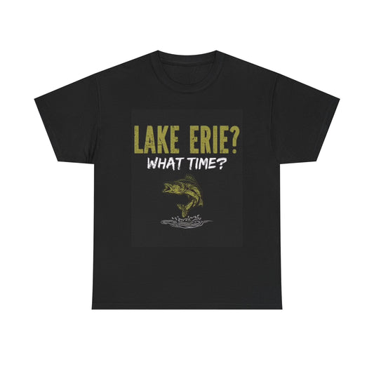 lake Erie Fishing TEE SHIRT Funny Fish Lake Boating Graphic Unisex Heavy Cotton