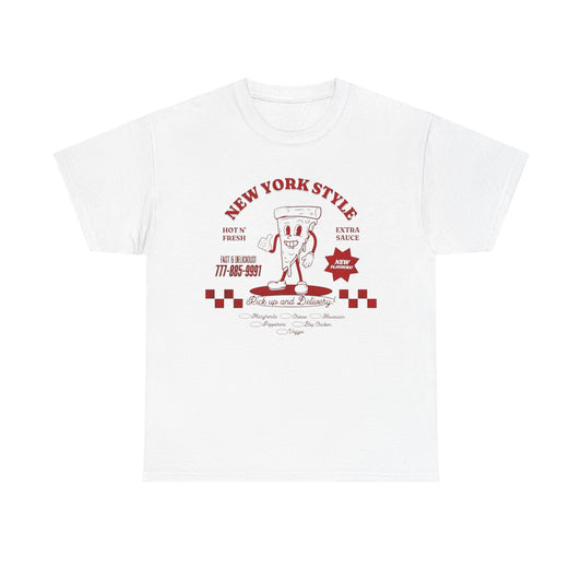 New York Style Pizza Retro Graphic T Shirt Unisex Heavy Cotton Tee