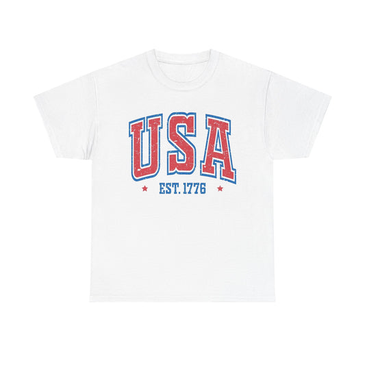 USA 1776 American Flag Graphic T Shirt NEW GIFT Unisex Heavy Cotton Tee Retro