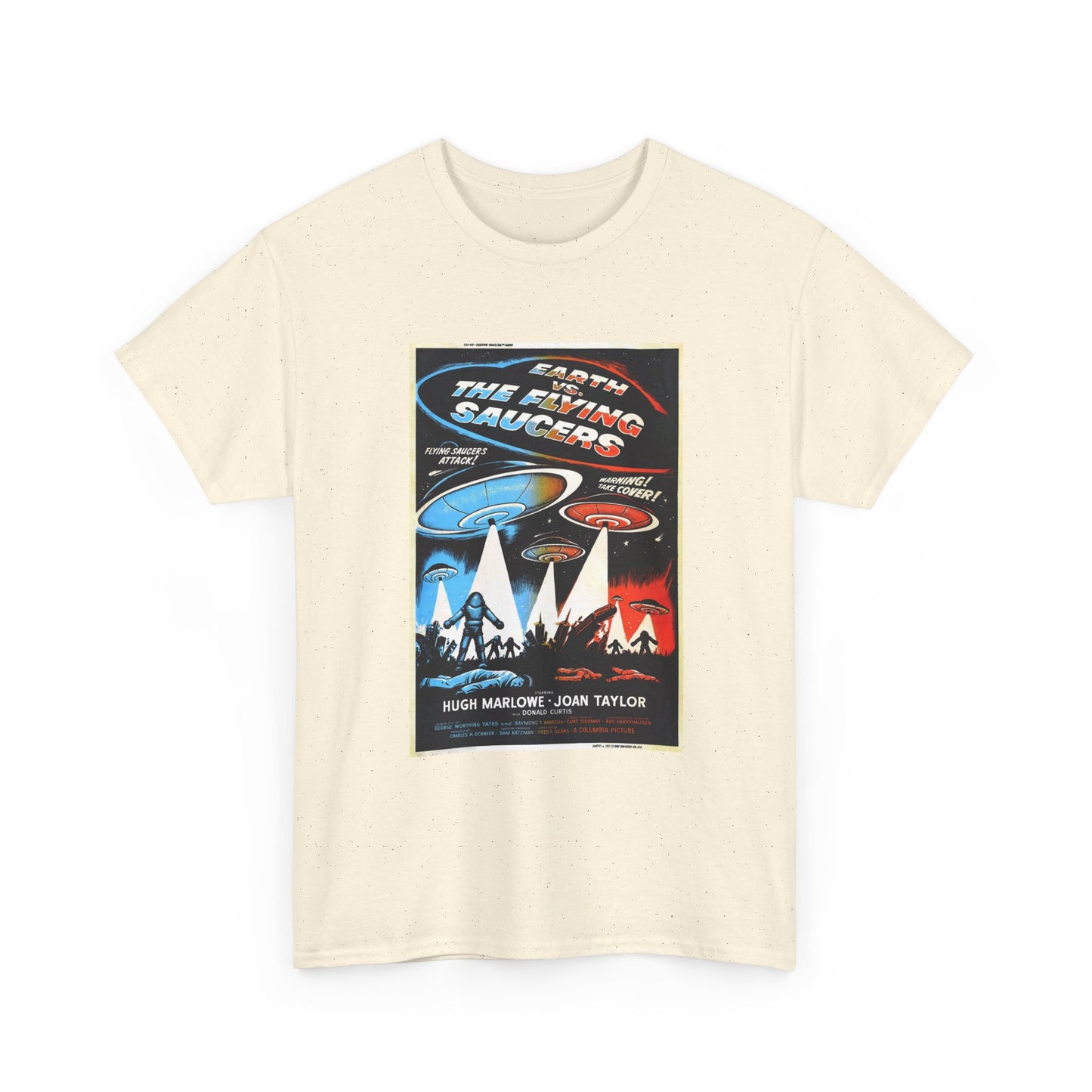 Earth vs Flying Saucers Tshirt Vintage Movie Poster Unisex Heavy Cotton Tee