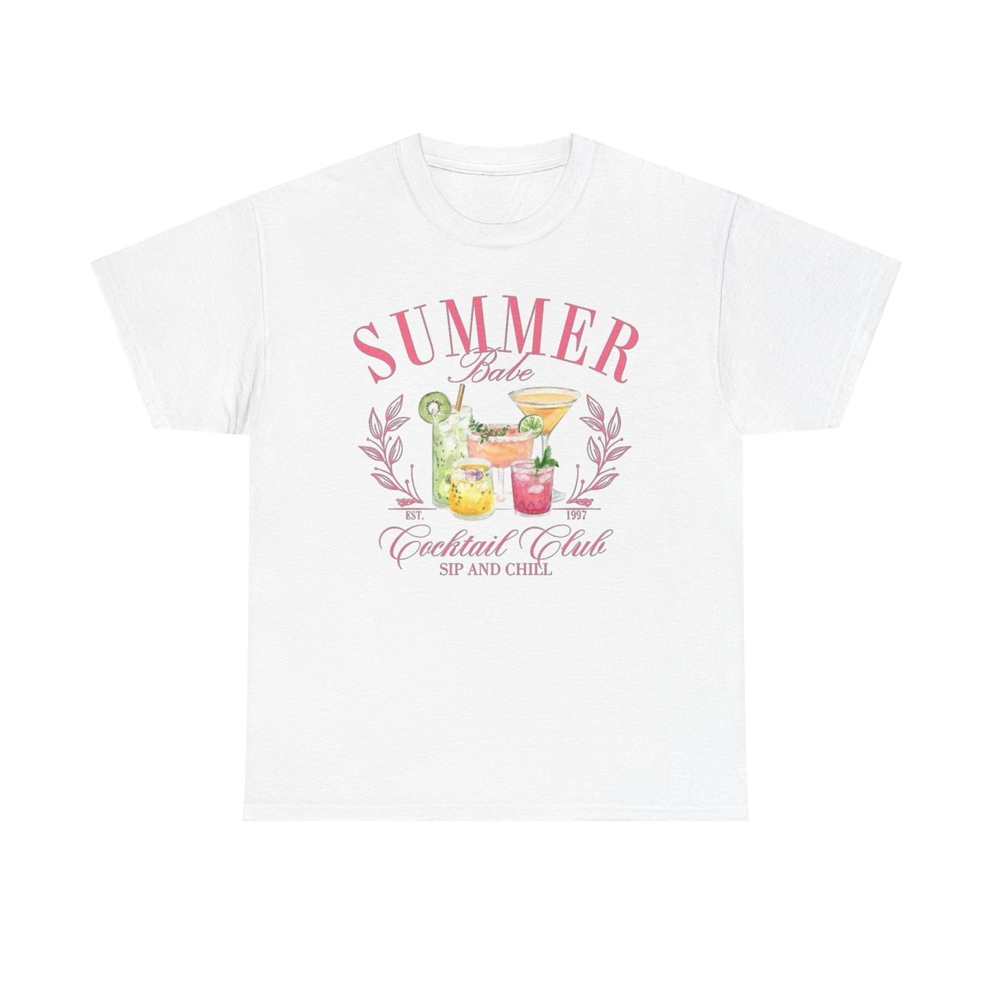 Summer Babe Cocktail Club Graphic T Shirt NEW Unisex Heavy Cotton Tee
