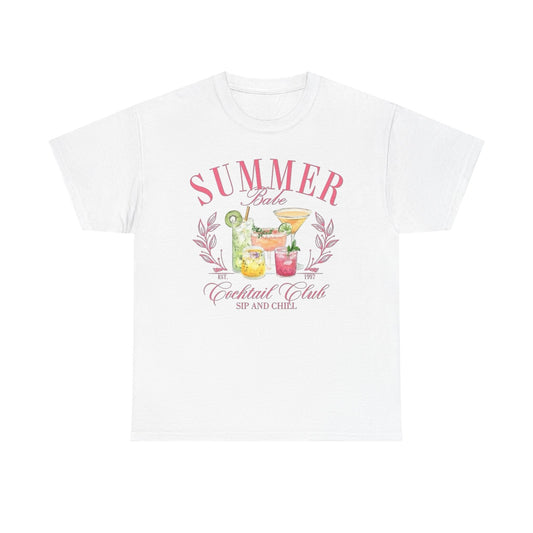 Summer Babe Cocktail Club Graphic T Shirt NEW Unisex Heavy Cotton Tee
