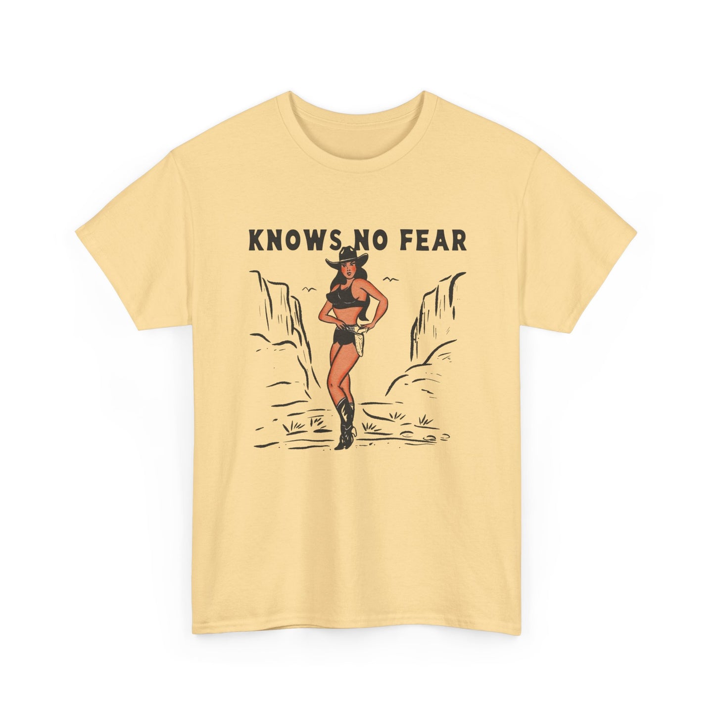 Cowgirl Knows No Fear Graphic T-Shirt Cotton Tee New Gift Vintage