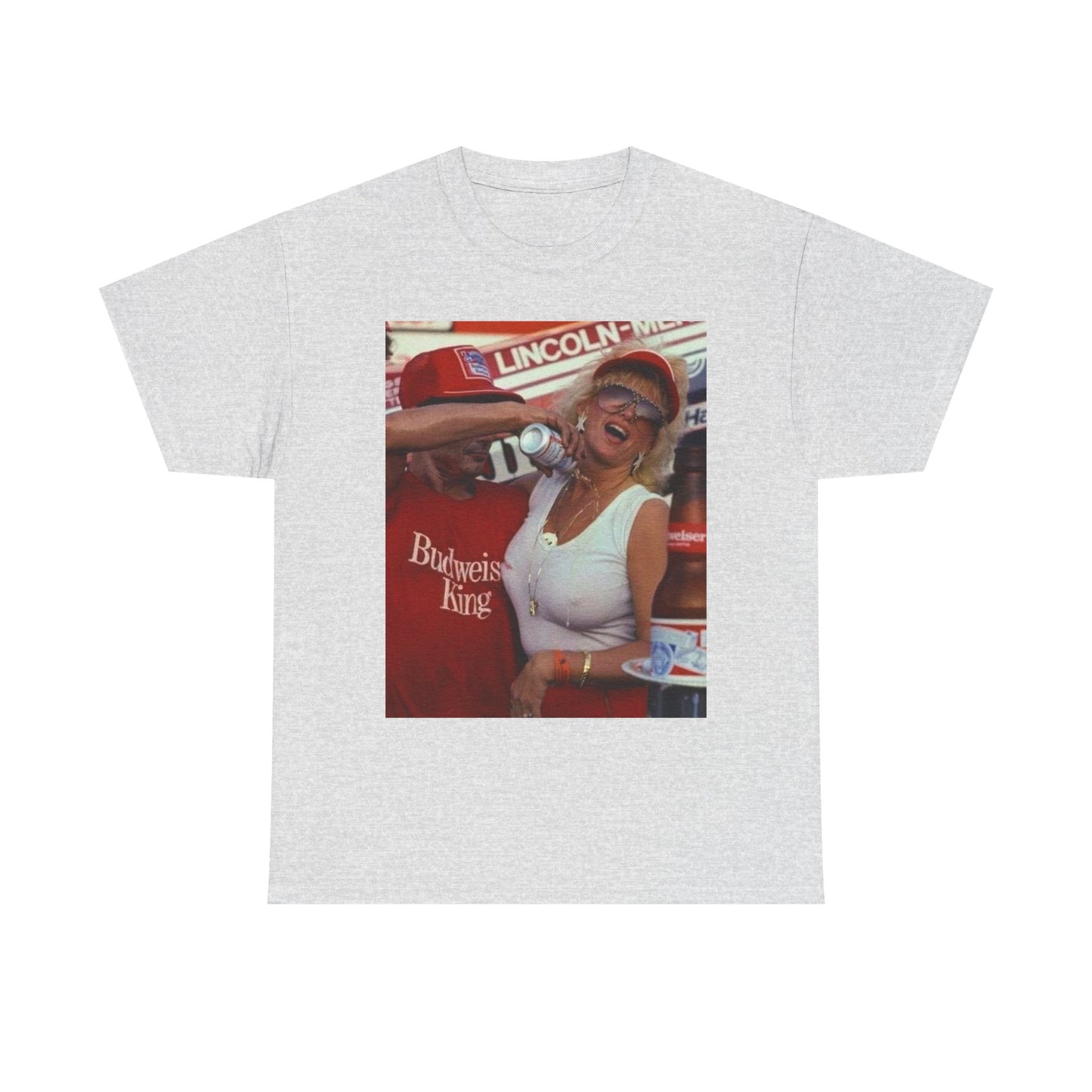 Bud Vintage Beer Poster Racing T Shirt Graphic Unisex Heavy Cotton Tee NEW GIFT