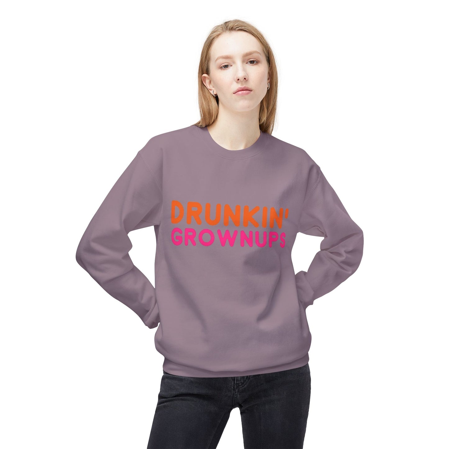 Drunken Grownups Funny Unisex Midweight Softstyle Fleece Crewneck Sweatshirt