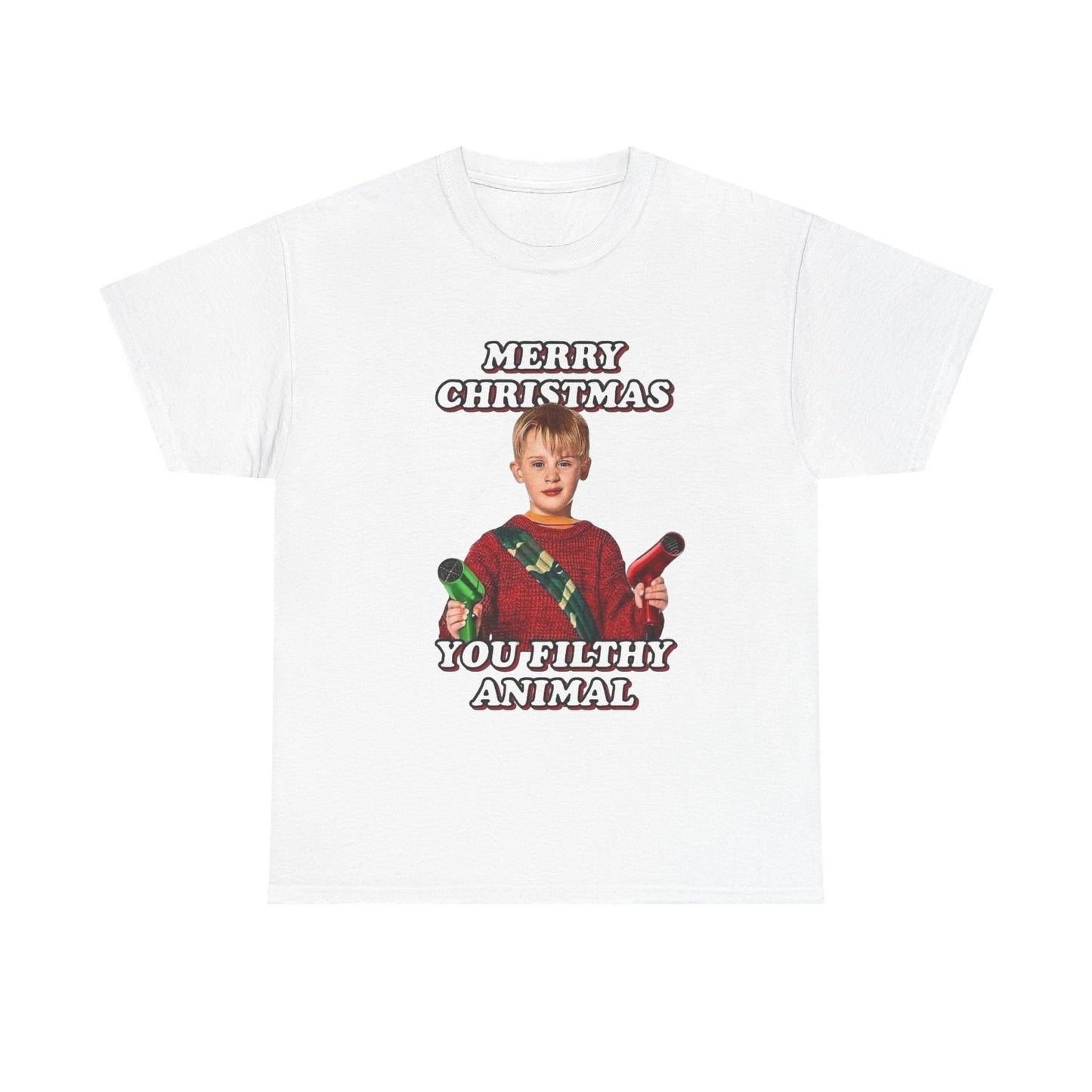 Merry Christmas You Filthy Animals Graphic T Shirt Home Alone Funny Tee