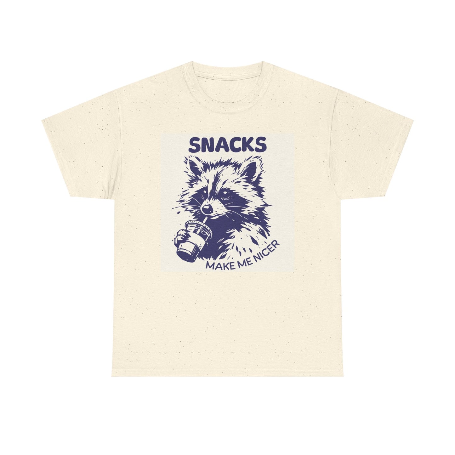 Snacks Make Me Nicer Funny Graphic T Shirt Unisex Heavy Cotton Tee BRAND NEW