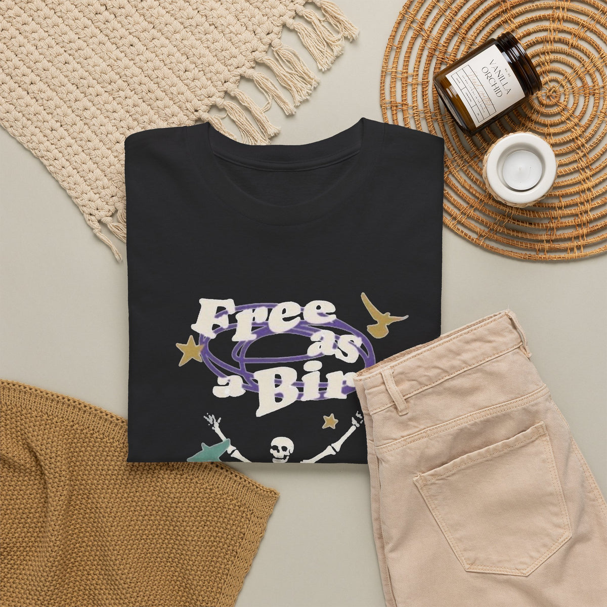 Free As A Bird Graphic T Shirt Men's Heavy Cotton Tee
