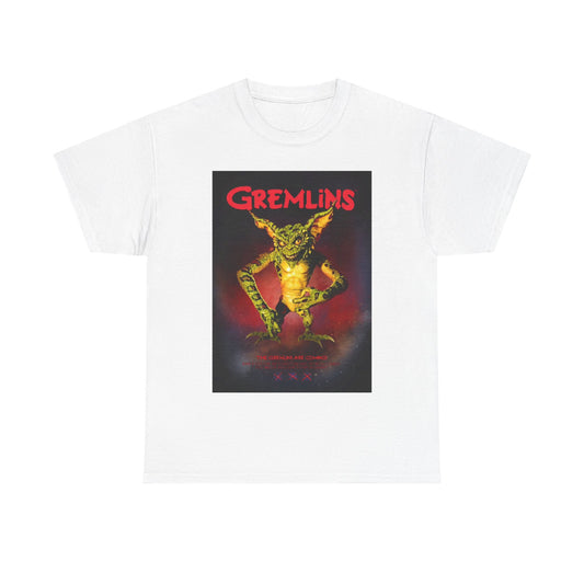 Gremlins Tshirt Vintage Christmas Movie Poster Retro Unisex Heavy Cotton Tee xx
