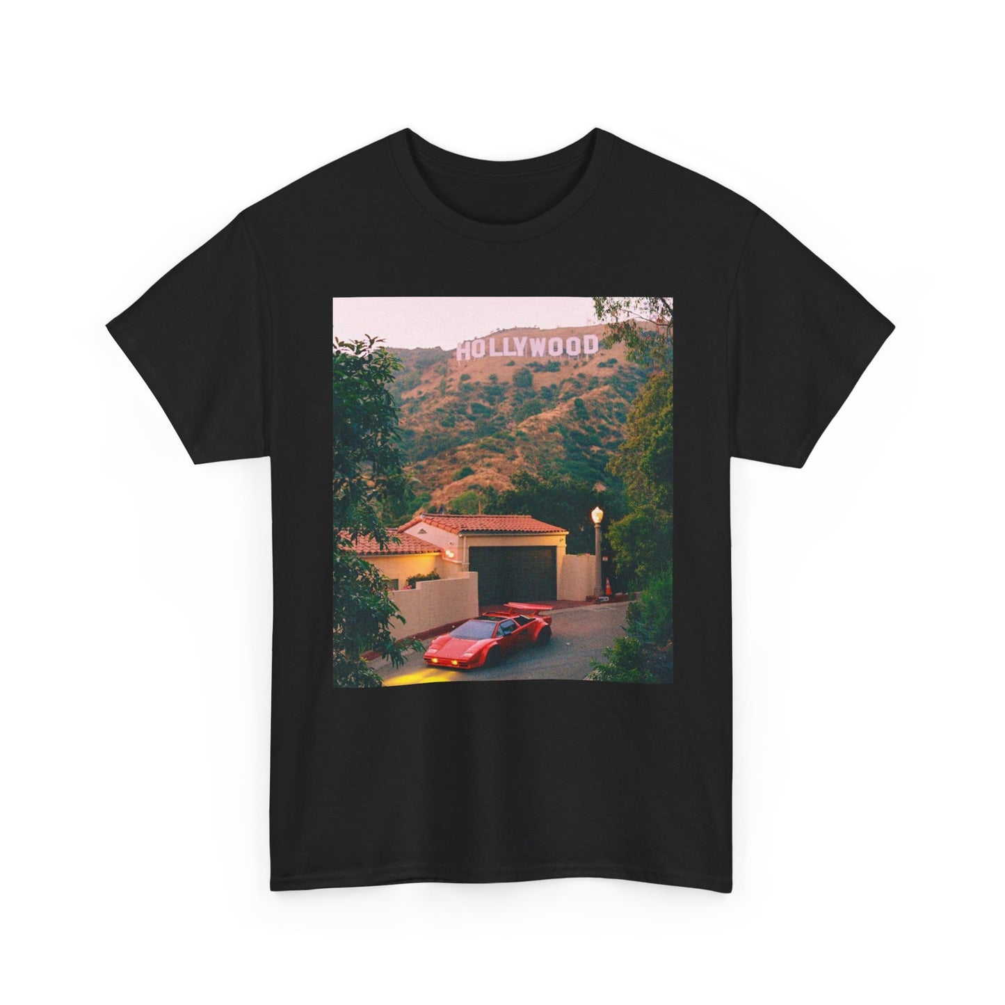 Lamborghini California vintage retro photo Hollywood hills Heavy Cotton Tee