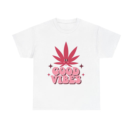 Good Vibes T Shirt Retro Flower Cute Funny Gift Vintage Neon Unisex Heavy Cotton