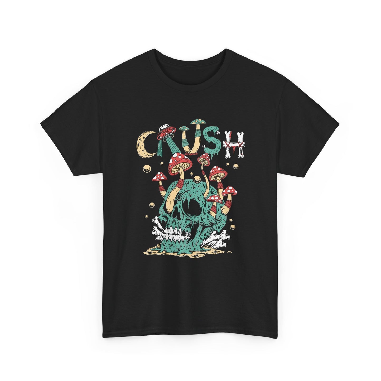 Crush Mushrooms Trippy Graphic T Shirt NEW Unisex Heavy Cotton Tee